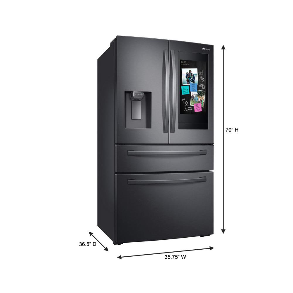 Samsung 27 7 Cu Ft Family Hub 4 Door French Door Smart Refrigerator In Fingerprint Resistant Black Stainless Steel Rf28r7551sg The Home Depot