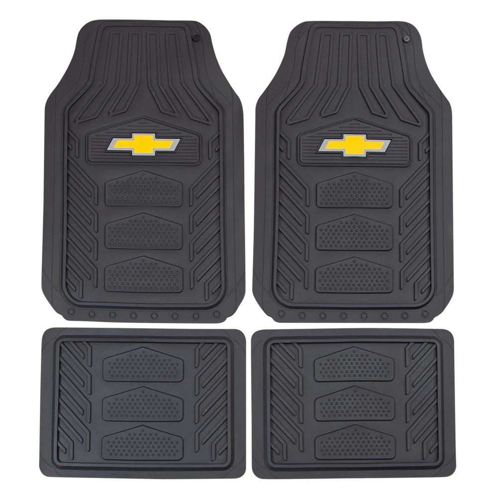 Plasticolor Chevrolet Weatherpro 27 In X 17 5 In Ultra Durable Rubber Utility Black Yellow Floor Mat 4 Piece Set 001664r03 The Home Depot