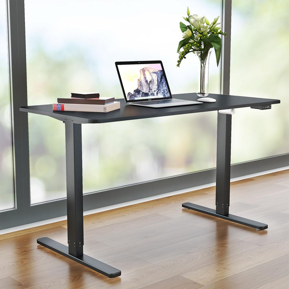 Yangming Standing Desk Black Electric Height Adjustable Table Home Office Desk 48 X 24 In Computer Desk Hd 4824in Bk The Home Depot