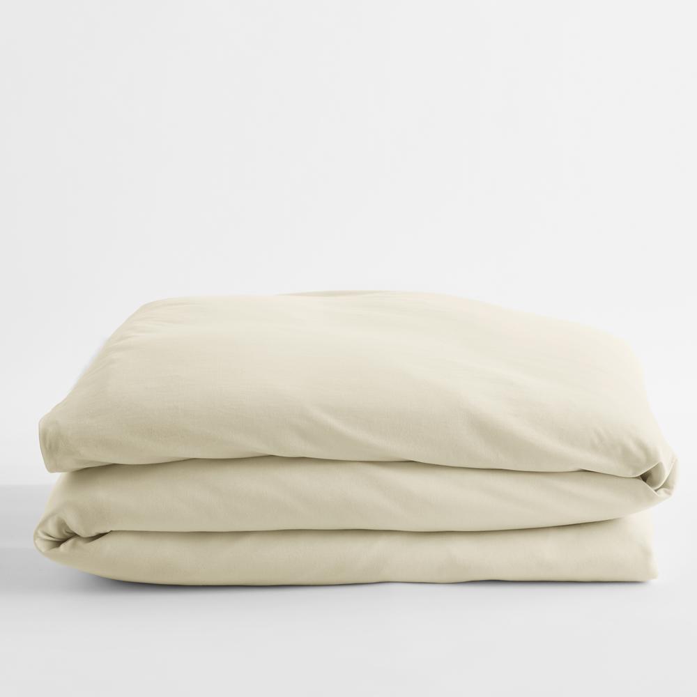 The Company Store Organic Cotton Jersey Knit Natural Solid Queen Duvet