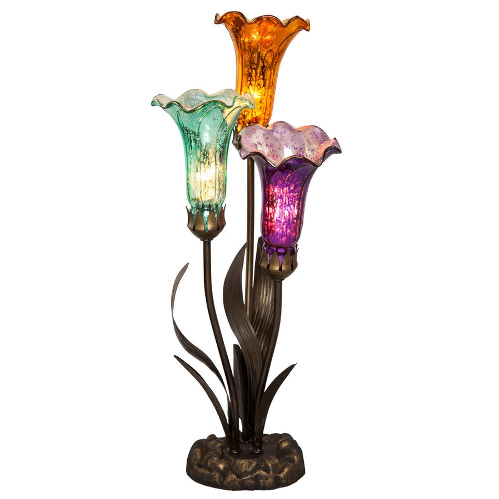 River Of Goods 21 In Blue Mercury Glass Desk Lamp With 3 Lily Shades