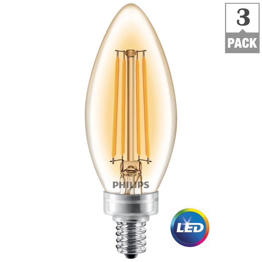 Philips 40-Watt Equivalent B11 Dimmable LED Light Bulb Soft White Clear ...