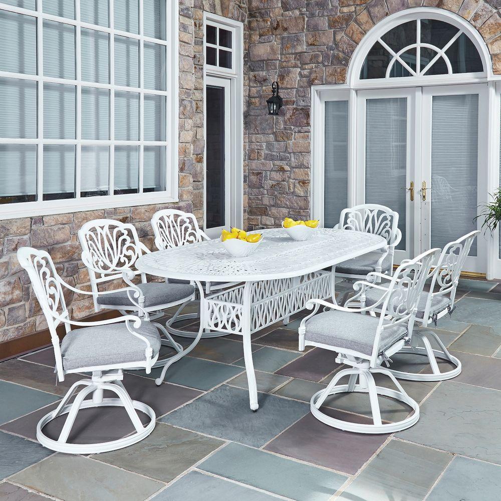 Homestyles Floral Blossom White 7 Piece All Weather Patio Dining