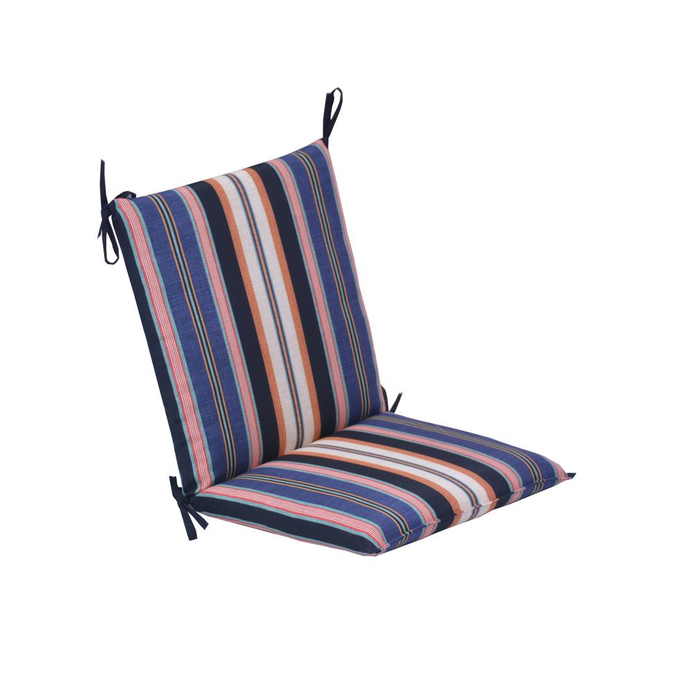 20 in. x 37 in. Red Cabana Stripe Outdoor Mid Back Dining Chair Cushion