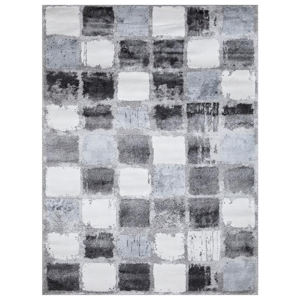 Unbranded Piazza Squares Gray 5 ft. x 7 ft. Area Rug-33865 - The Home Depot