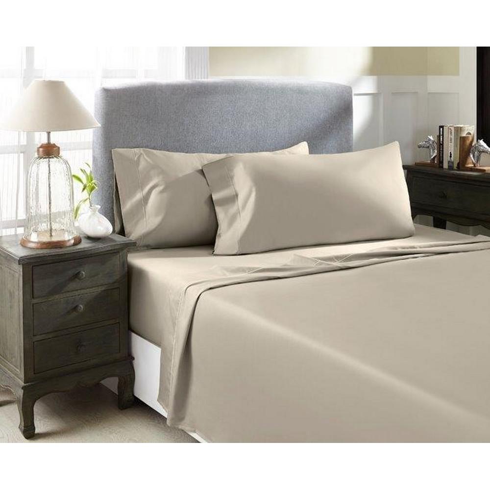 PERTHSHIRE 4-Piece Taupe Solid 1500 Thread Count Cotton Queen Sheet Set, Brown was $378.88 now $151.55 (60.0% off)
