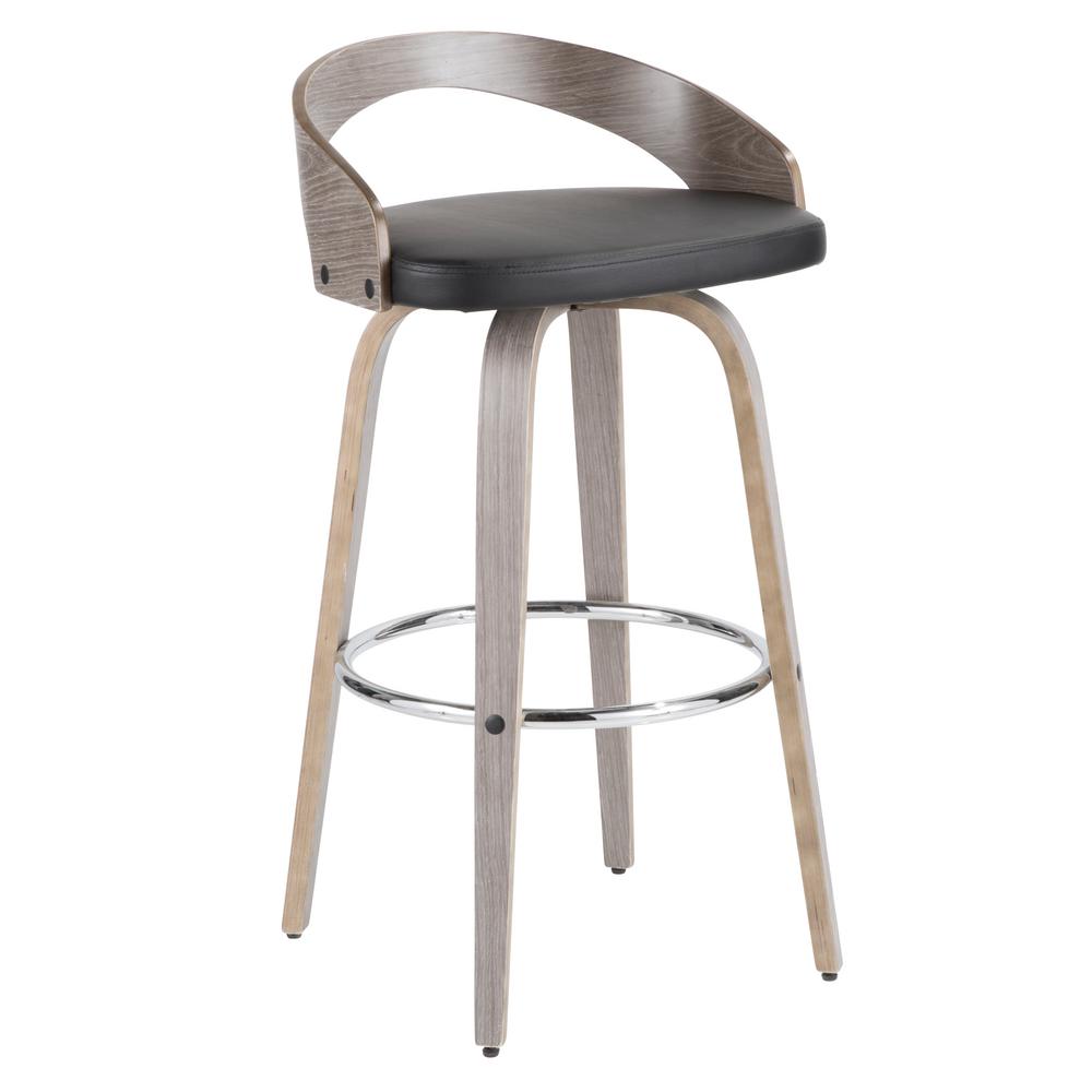 Wood Lumisource Black Bar Stools Kitchen Dining Room Light Grey Wood And Black Faux Leather Bar Stool