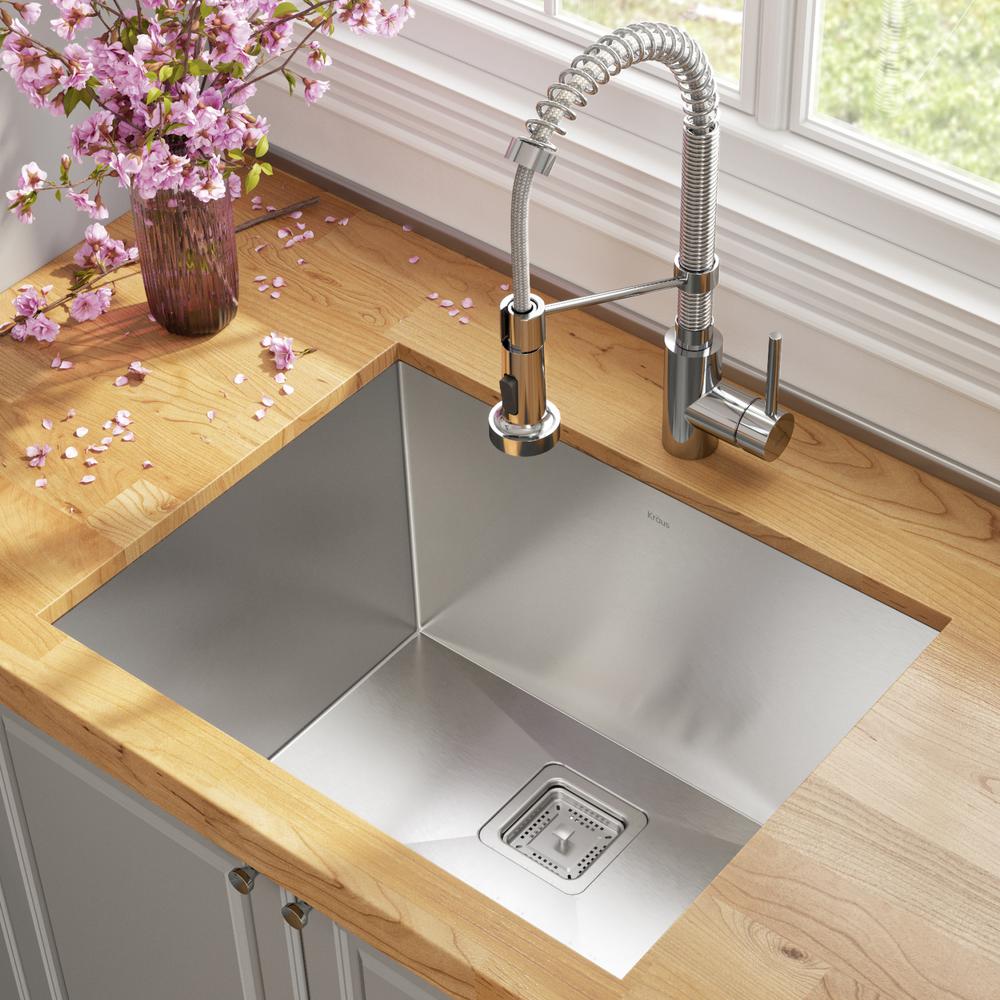 Kraus Pax All In One Undermount Stainless Steel 24 Single Bowl Kitchen Sink With Faucet Chrome Khu24l 1610 53ch The Home Depot - 24 Inch Kitchen Sink Home Depot Kraus Pax All In One Undermount Stainless Steel 24 Single Bowl Kitchen Sink With Faucet Chrome Khu24l 1610 53ch The Home Depot - 24 Inch Kitchen Sink Home Depot