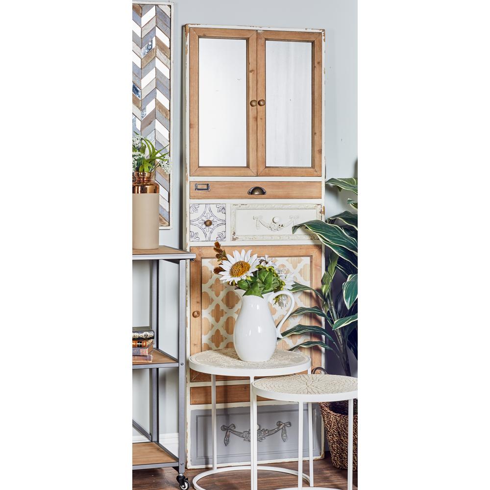 Litton Lane Rectangular Distressed White Dresser Wall Mirror Decor