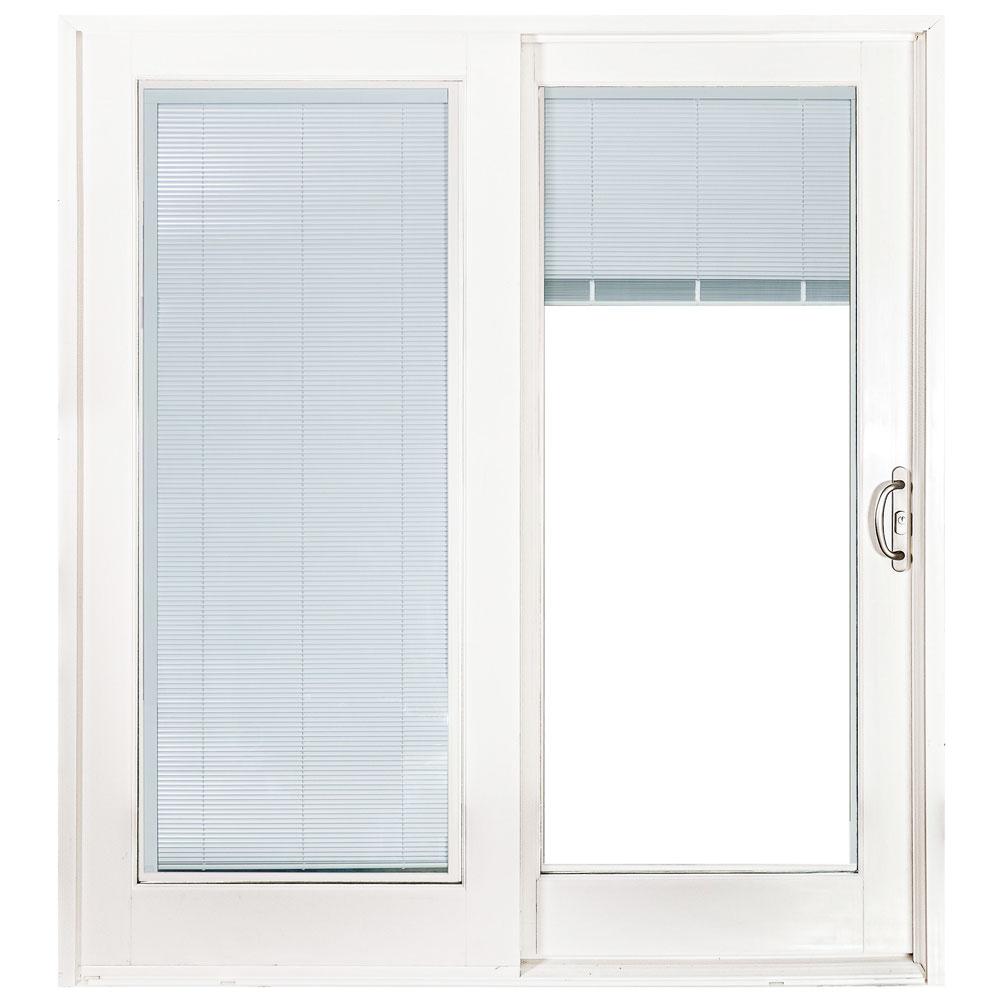 Mp Doors 72 In X 80 In Smooth White Right Hand Composite Pg50 Sliding Patio Door With Built In Blinds