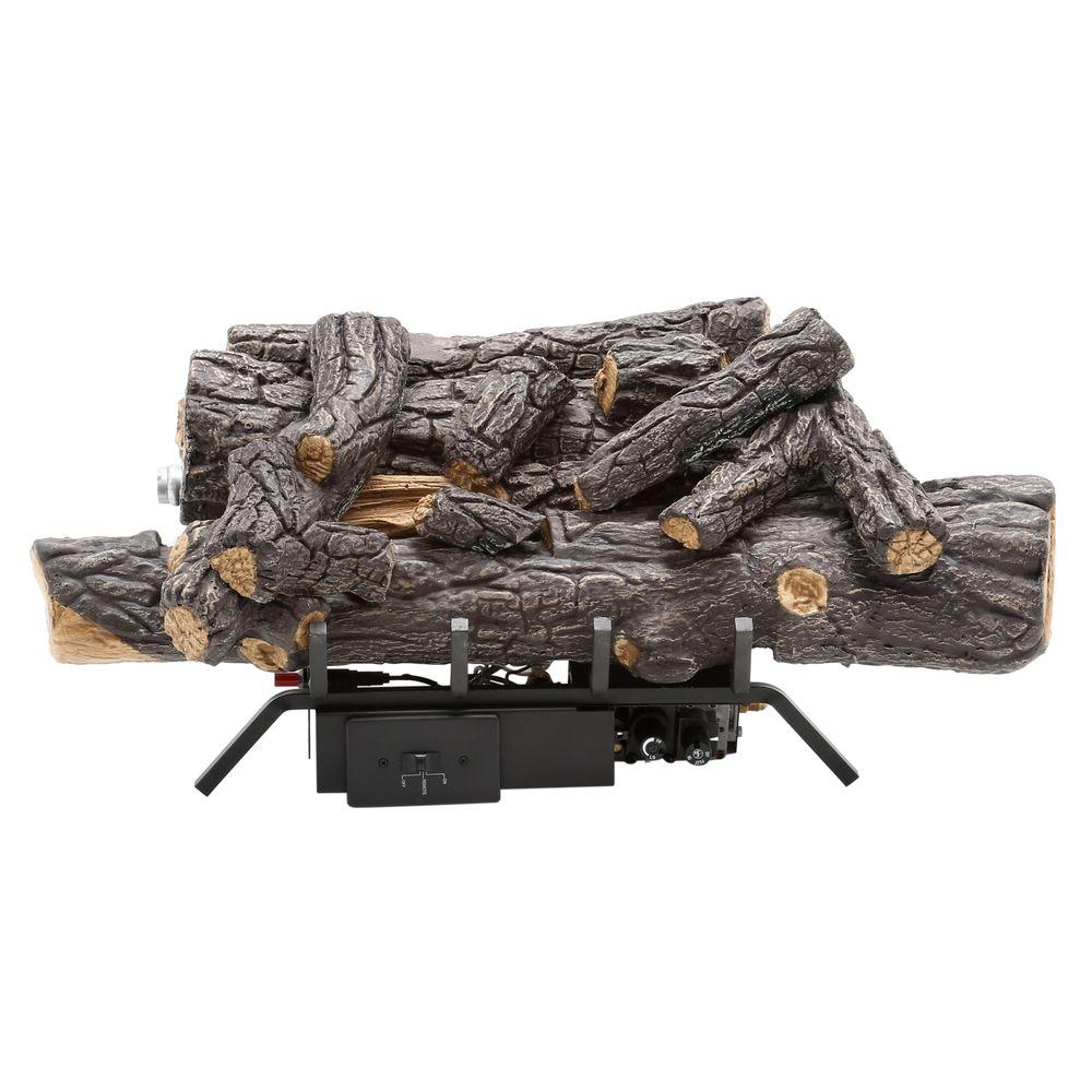 18 in Natural Gas Fireplace Logs Set w Remote Ventless Decorative Fire