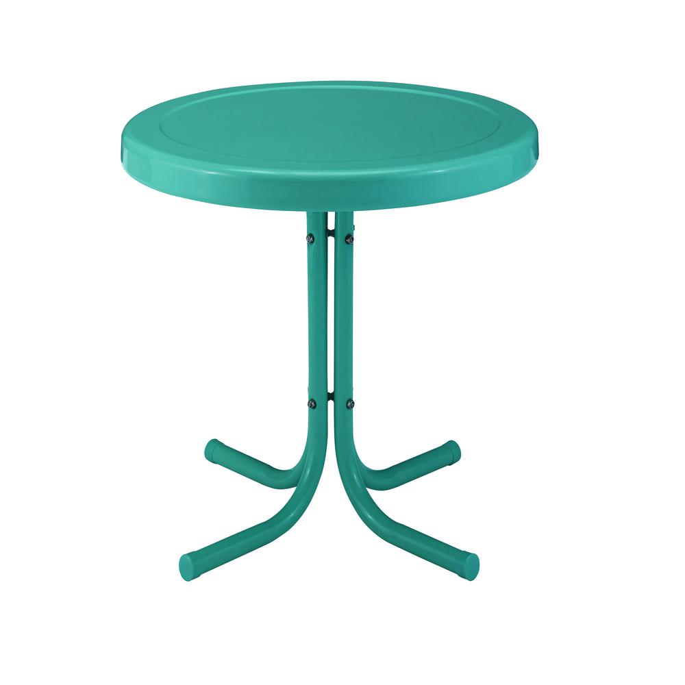 CROSLEY Retro Metal Turquoise Round Metal Outdoor Side Table-CO1011A-TU