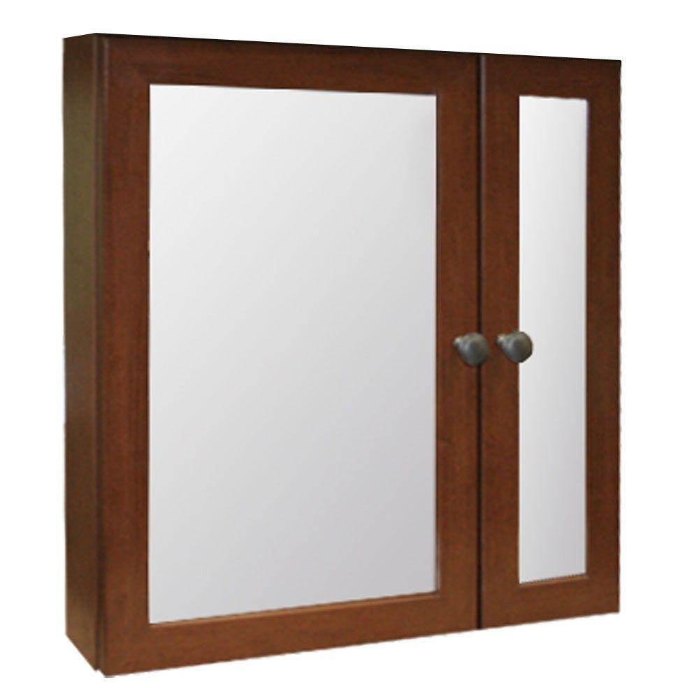 Glacier Bay 24 1 2 In W X 25 3 4 In H Framed Surface Mount Bi View Bathroom Medicine Cabinet In Chestnut B24nc Cht The Home Depot