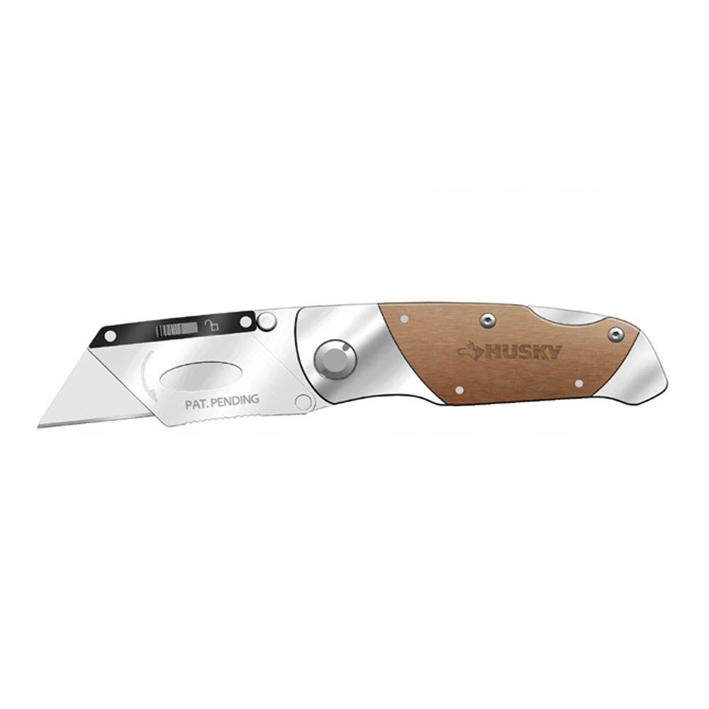 Husky 2 4 In Wooden Handle Folding Lock Back Utility Knife 97211 The   Husky Knives 97211 64 1000 