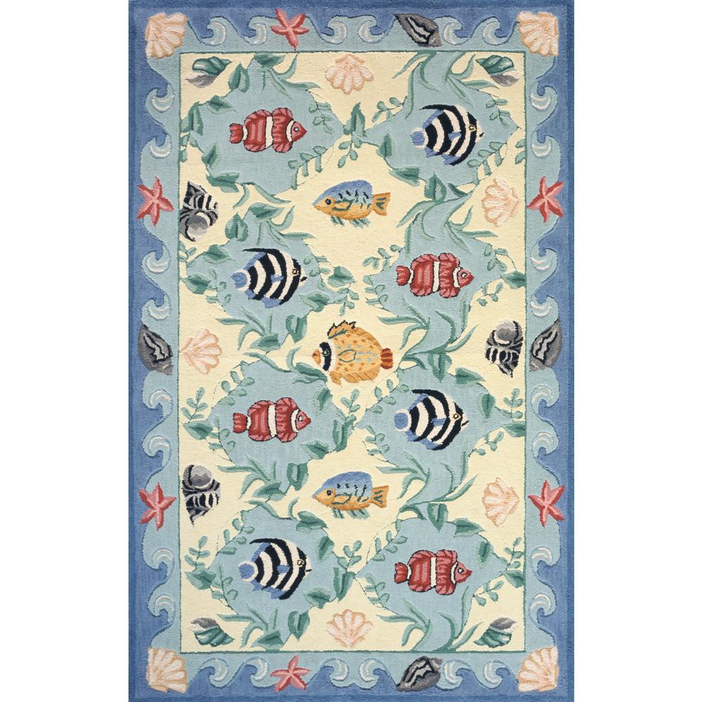 Momeni Coastal Fish Blue 8 Ft X 11 Area Rug Coastcc 01blu80b0 Coastal Fish Blue 8 Ft X 11 Area Rug