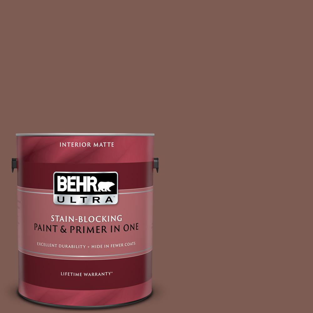 Behr Ultra 1 Gal N160 6 Spanish Chestnut Matte Interior Paint And Primer In One