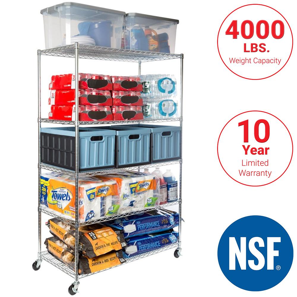 Seville Classics Garage Shelves Racks Storage The 48 In W X 24 D 72 H Silver Ultradurable