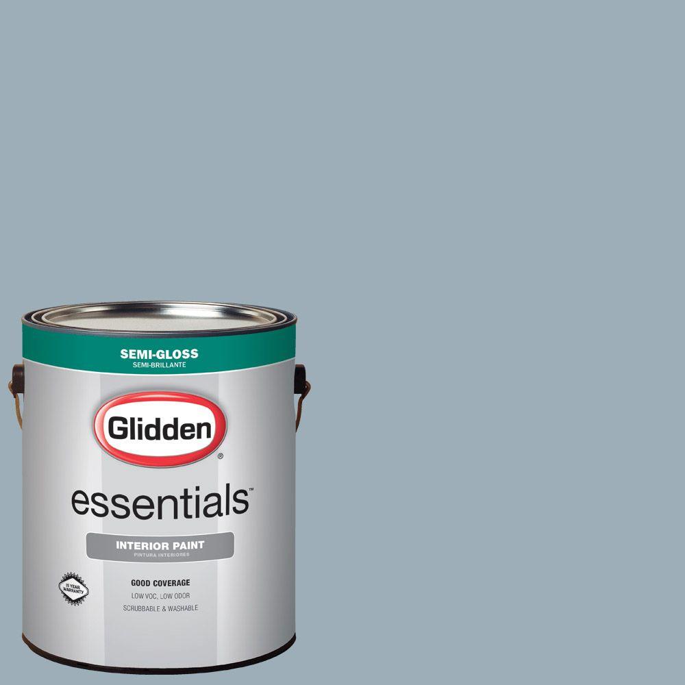 Glidden Essentials 1 Gal Hdgv11 Oxford Blue Semi Gloss Interior Paint Hdgv11e 01sn The Home Depot