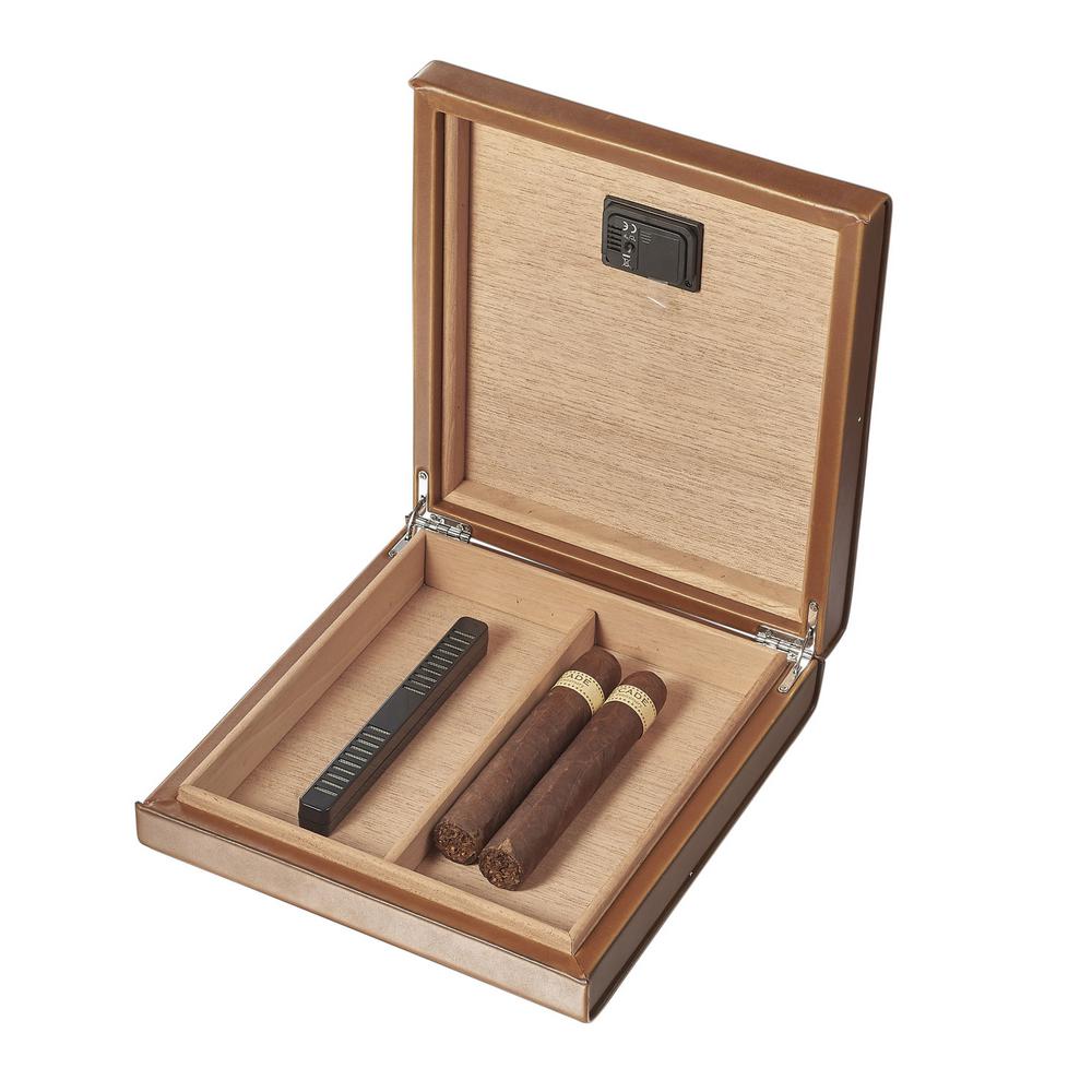 Visol Madrid Brown Leather Cigar Case With Embedded Digital