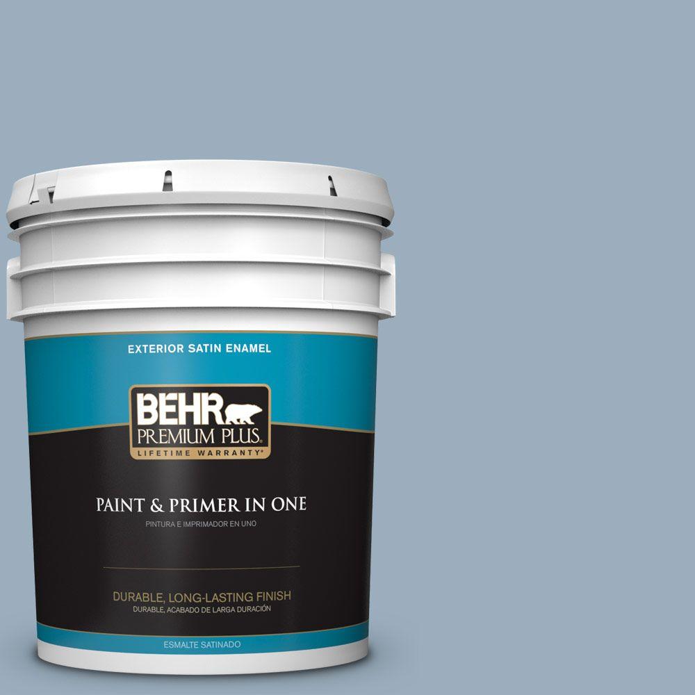 BEHR Premium Plus 5gal. 560F4 Russian Blue Satin Enamel Exterior Paint940005 The Home Depot