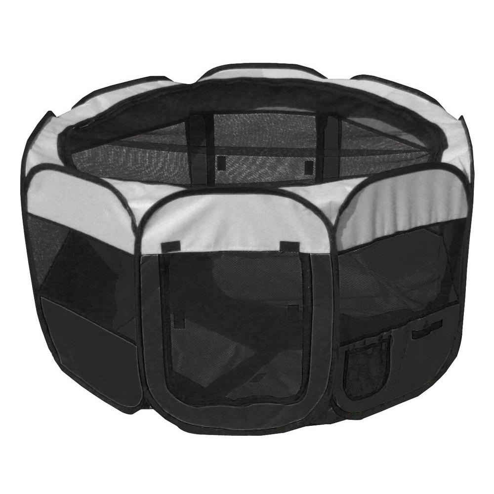 PET LIFE AllTerrain Lightweight Easy Folding WireFramed Collapsible Travel Dog Playpen Black