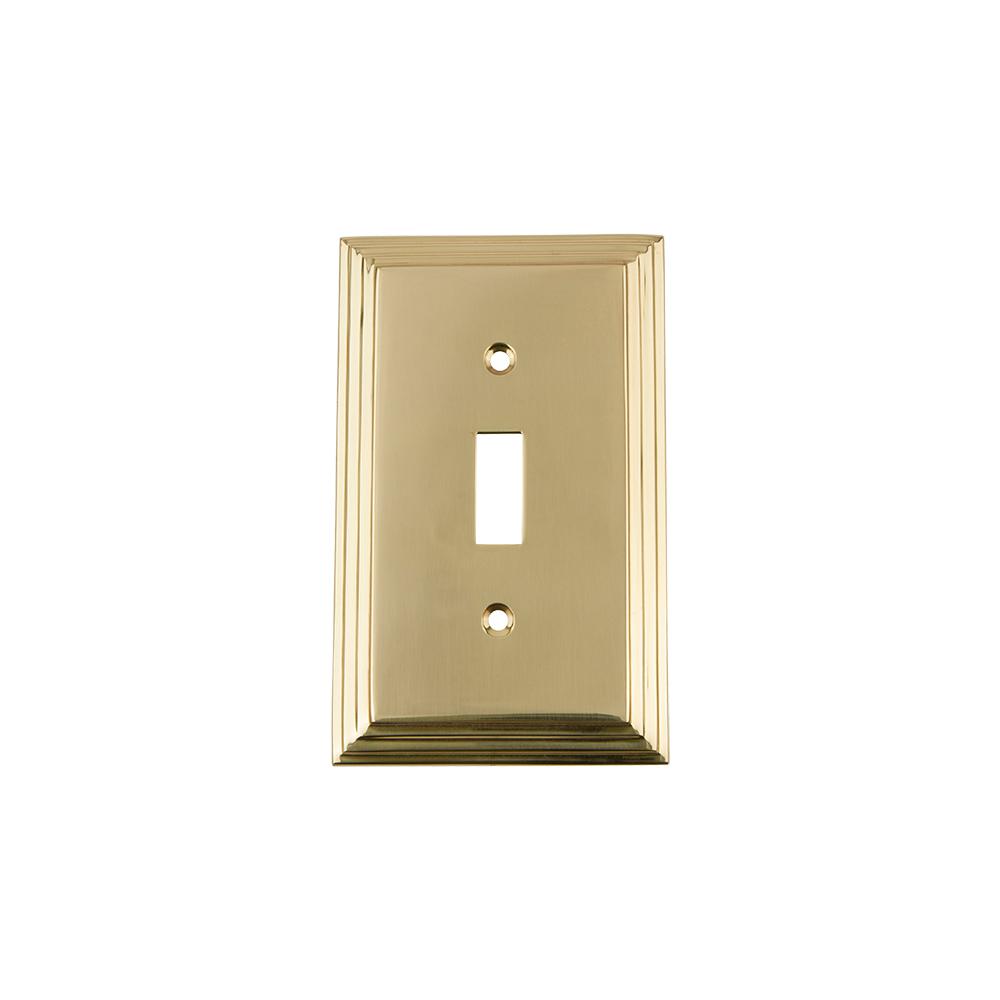 Nostalgic Warehouse Deco Switch Plate With Single Toggle In Unlacquered   Unlacquered Brass Nostalgic Warehouse Toggle Light Switch Plates 720094 64 300 