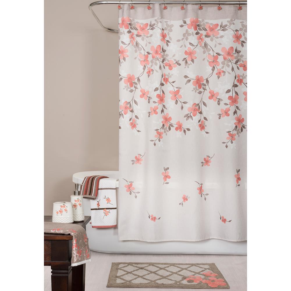 Saturday Knight Coral Garden Floral 72 In Polyester Shower Curtain Q1254800200001 The Home Depot