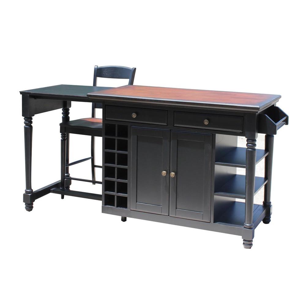 Home Styles Americana Black Kitchen Island With Storage 508294 The