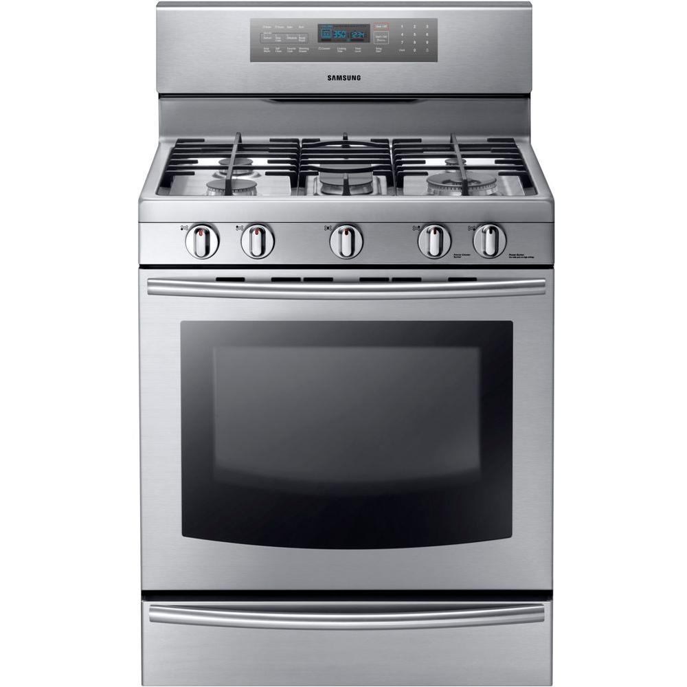 Samsung 30 In 5 8 Cu Ft Gas Range With Self Cleaning Convection Oven