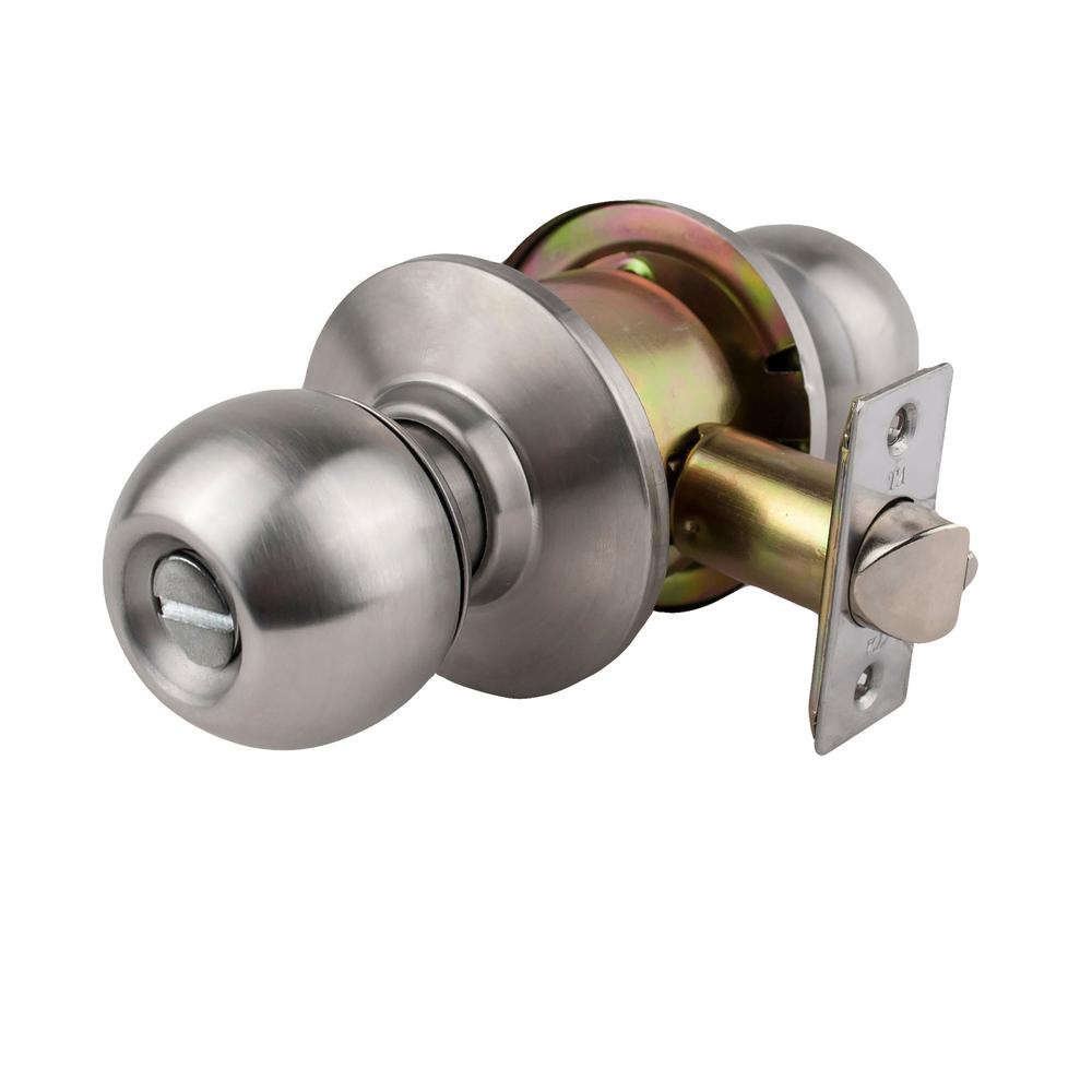 Taco Light Duty Stainless Steel Cylindrical Grade 3 Keyed Entry Door Knob Set with 13/4 in