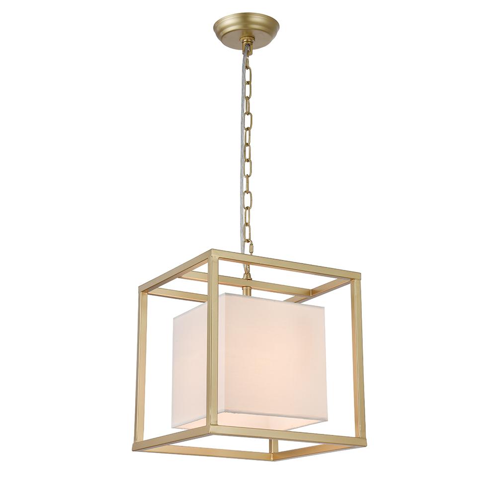 Gold Cage Pendant Lights Lighting The Home Depot Lussa 1 Light Square Gold Pendant