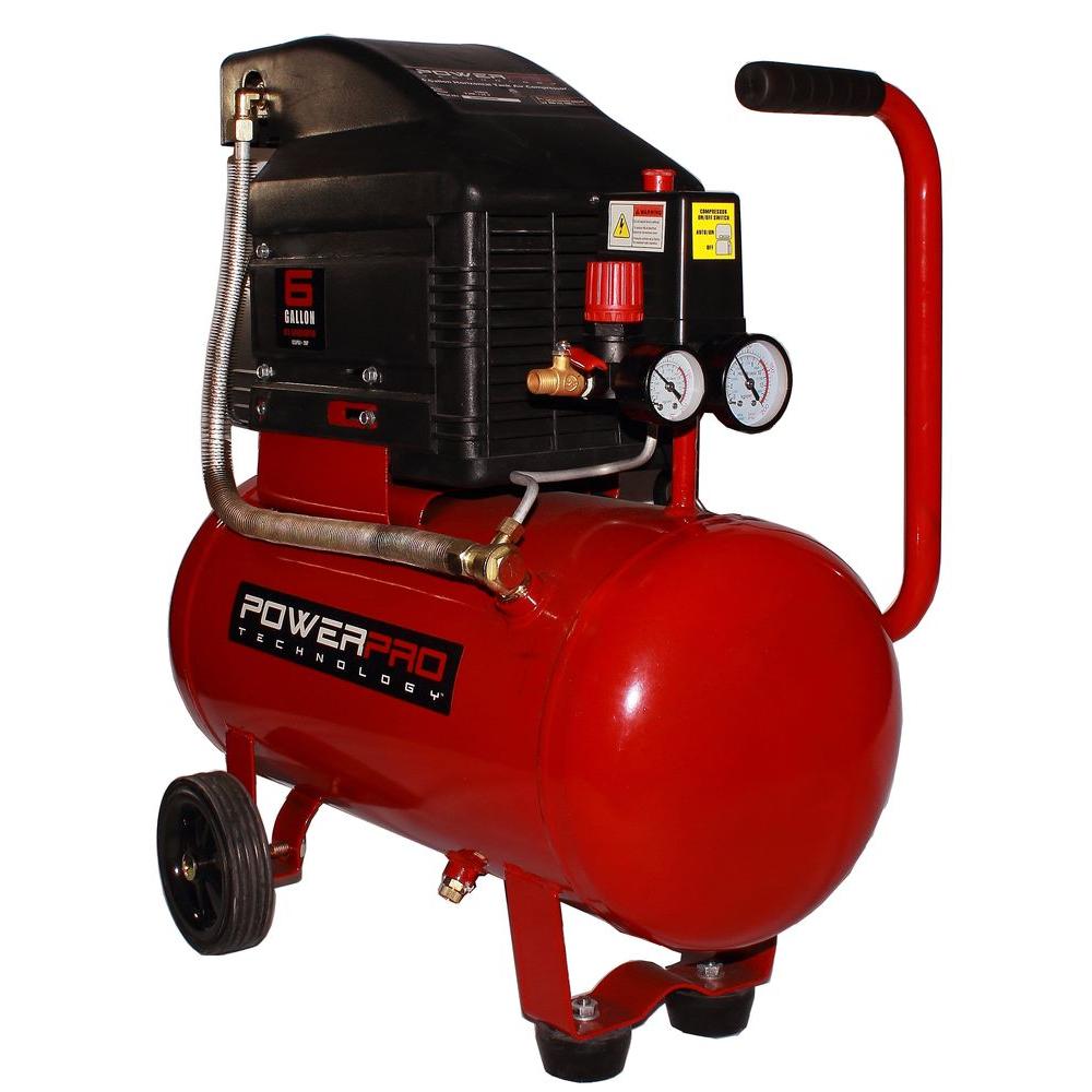 Power Pro Technology 6 Gal. Portable Electric Horizontal Air Compressor ...