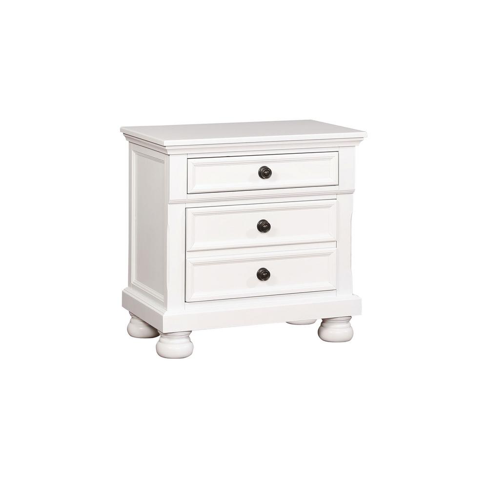 Unbranded Winchester 3 Drawer White Nightstand 1306 W Ns The Home Depot