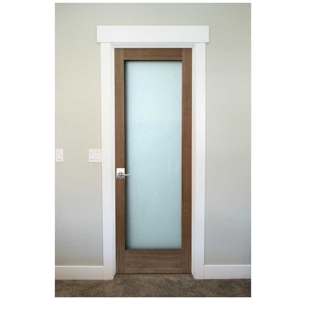 Stile Doors 28 In X 80 In 1 Lite Satin Etch Walnut Solid Core Wood Interior Door Slab