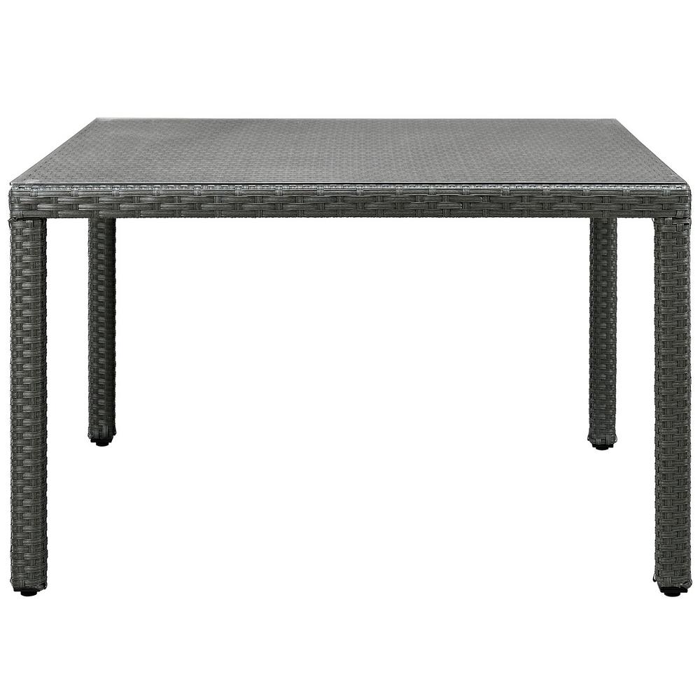 Modway Sojourn In Chocolate 47 Glass Top Square Wicker Outdoor Patio Dining Table