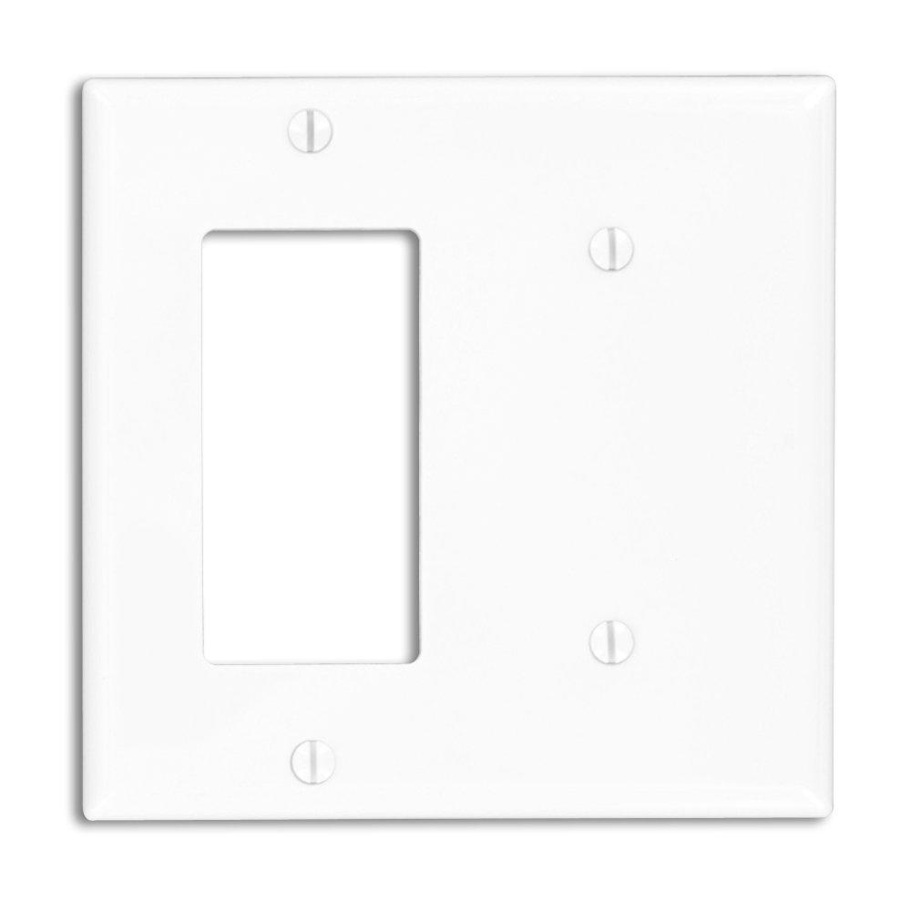 Leviton 80707-W 2-Gang 1-Toggle 1-Decora//GFCI Device Combination Wallplate White 25-Pack