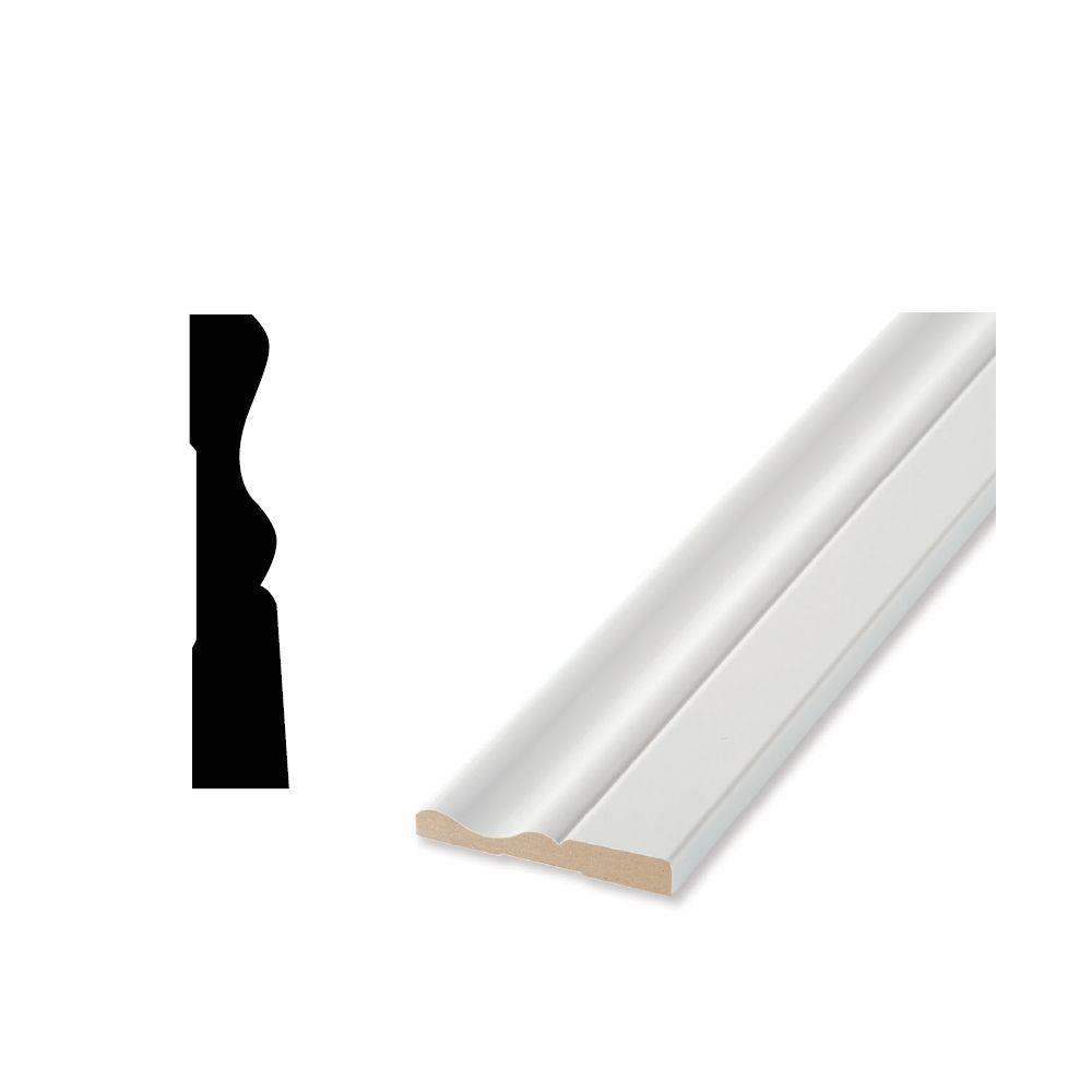 Royal Mouldings 5523 29 64 In X 3 1 4 In X 8 Ft PVC Composite White   White Woodgrain Millwork Baseboard 10001992 64 145 