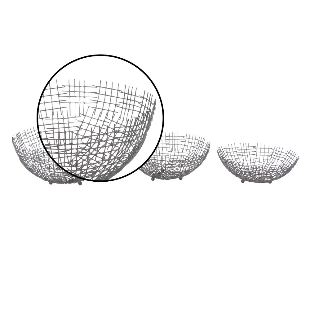 Litton Lane Modern Gray Metal Wire Bowls Set Of 3 68981 The