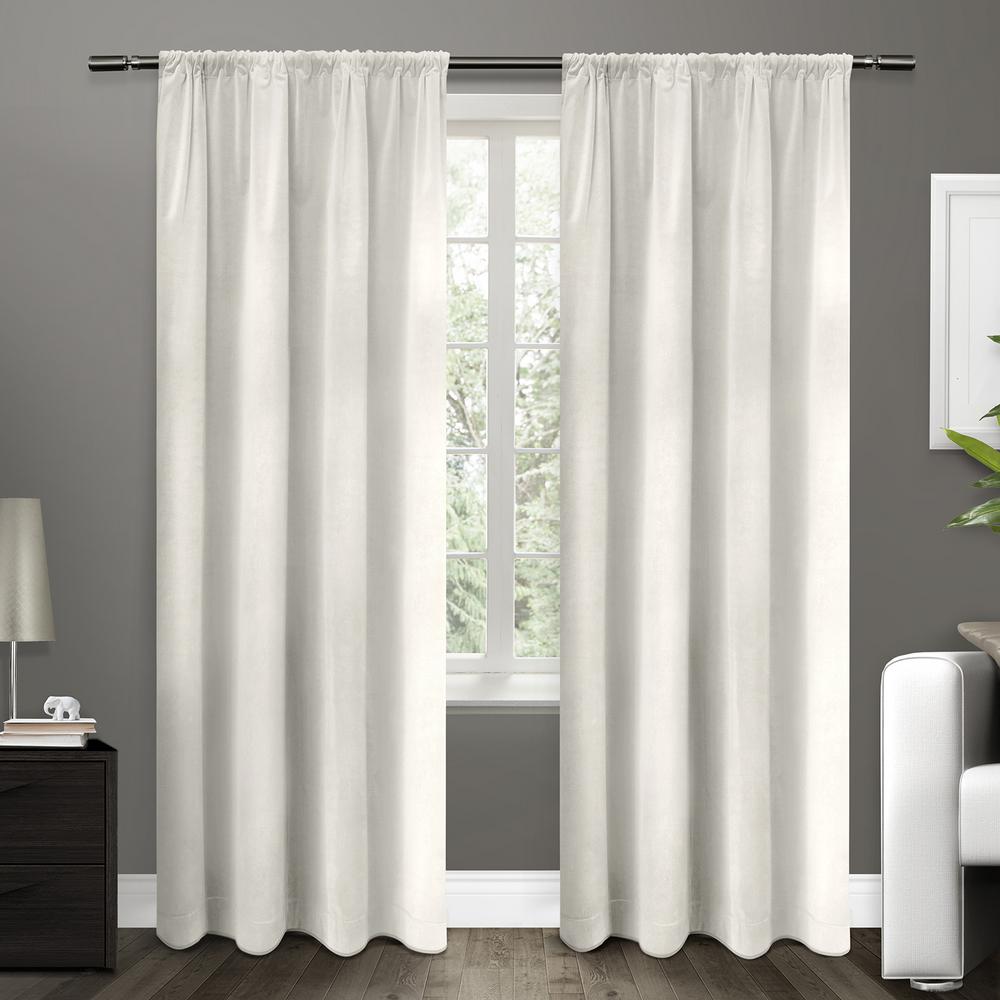 Cotton Velvet Winter White Blackout Rod Pocket Top Window Curtain Cotton Velvet Winter White Blackout Rod Pocket Top Window Curtain
