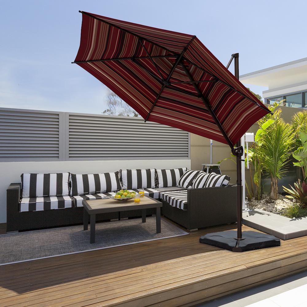 Abba Patio 9 Ft Offset Cantilever Adjustable Vertical Tilt Patio Umbrella In Red Stripe Hdabbamrc96rs The Home Depot