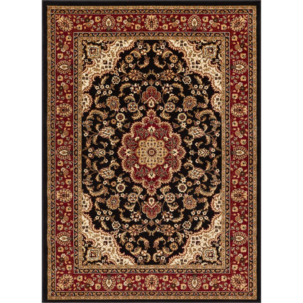 Well Woven Barclay Medallion Kashan Black 4 ft. x 5 ft. Traditional