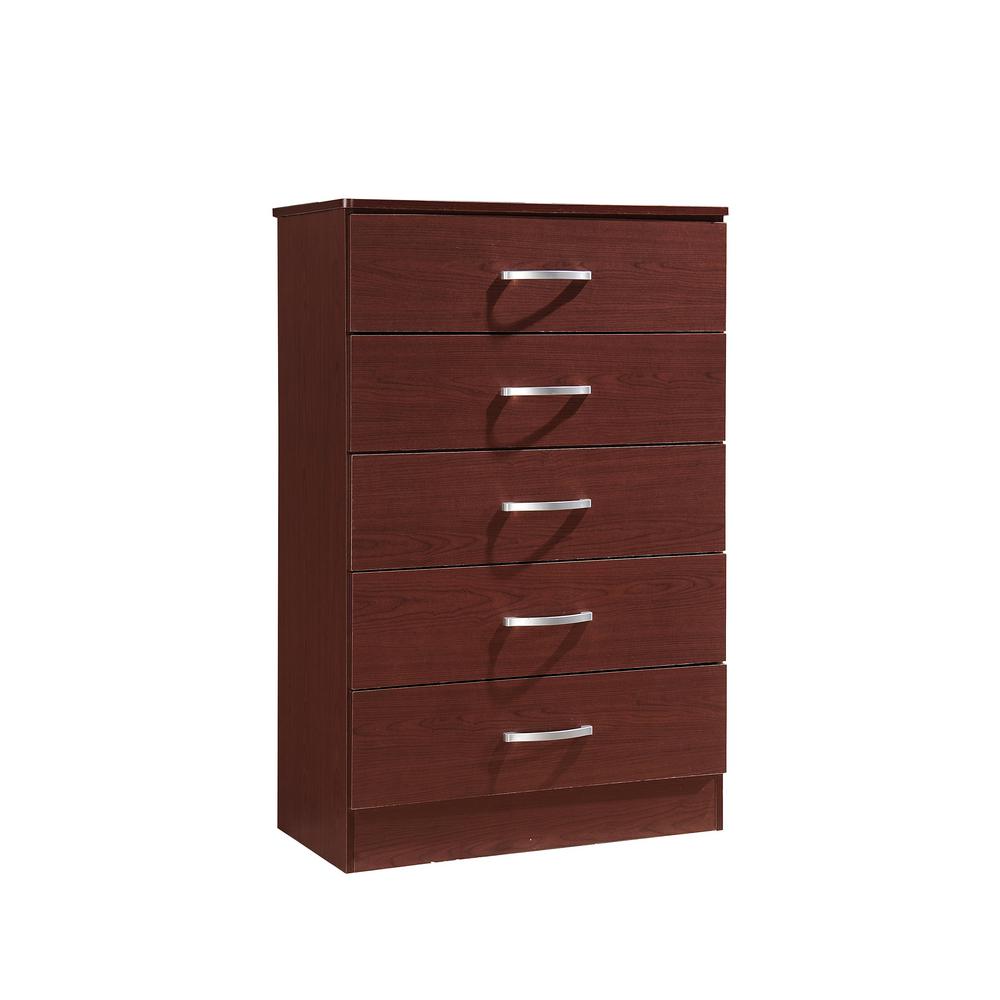 Hodedah 5 Drawer Mahogany Chest Of Drawers Hi5dr Mahogany The