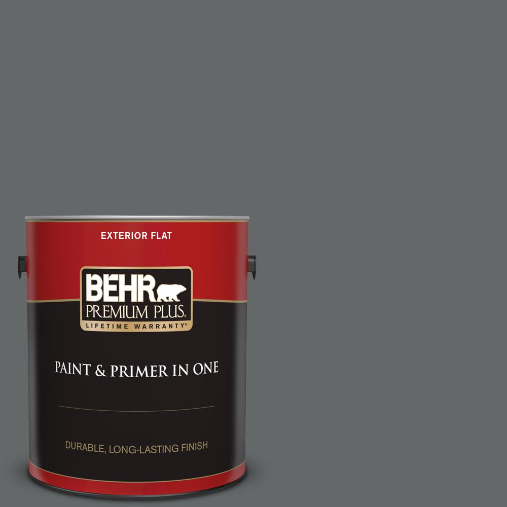BEHR Premium Plus 1 gal. BXC63 Molten Lead Flat Exterior Paint and