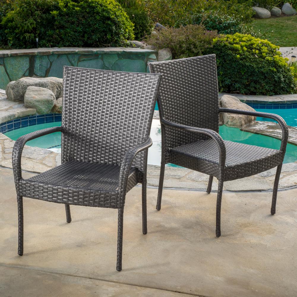 Noble House Gray Stackable Wicker Outdoor Dining Chair Set Of 2 12405 The Home Depot - Stackable Patio Chair Set Noble House Gray Stackable Wicker Outdoor Dining Chair Set Of 2 12405 The Home Depot - Stackable Patio Chair Set