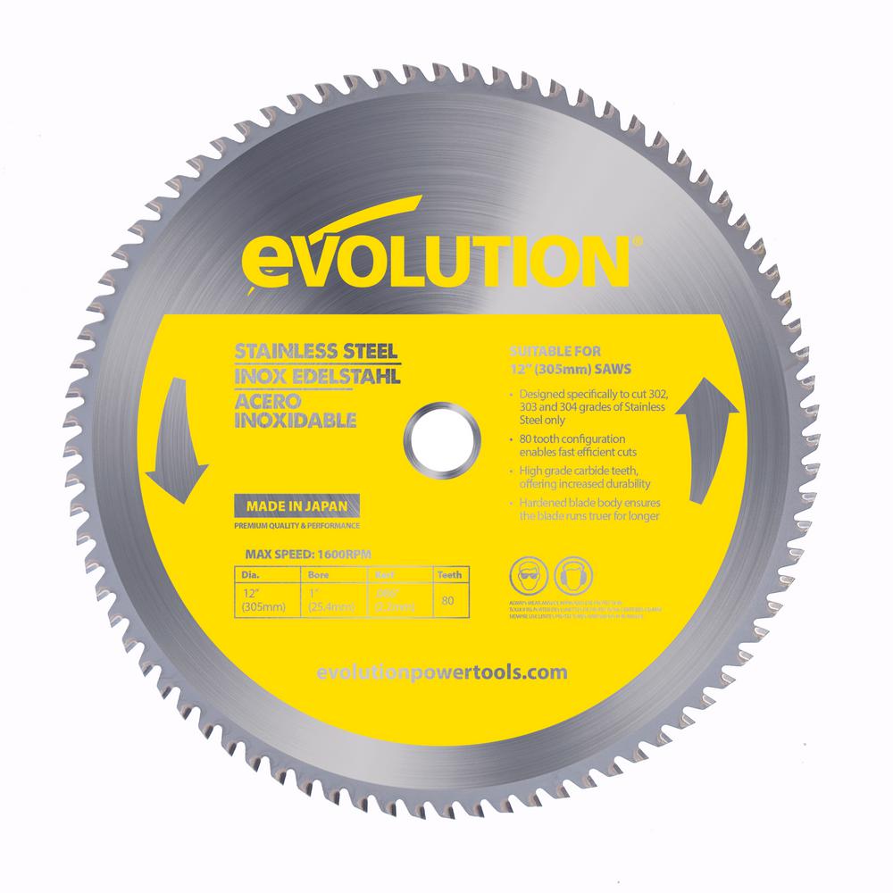 Evolution Power Tools 12 in. 80-Teeth Stainless-Steel Cutting Saw Blade Stainless Steel Miter Saw Blade