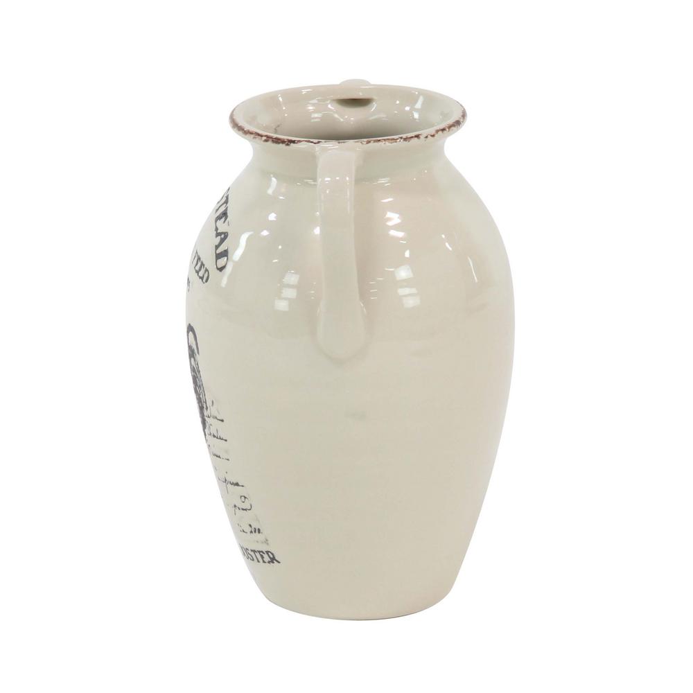 Litton Lane White Ceramic Decorative Vase With Amphora Shaped Body