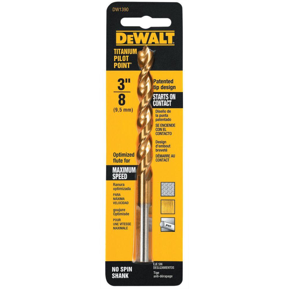 Dewalt 38 In Titanium Pilot Point Drill Bit Dw1390 The Home Depot