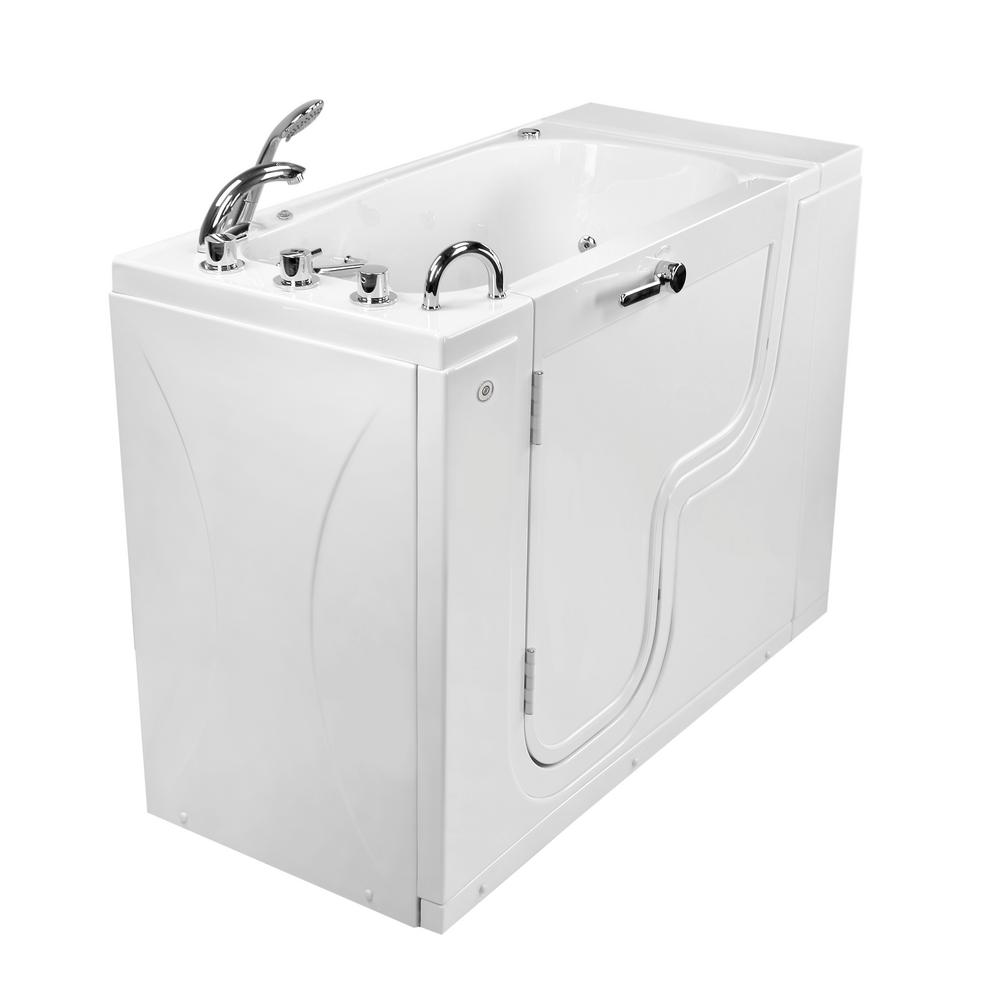 Ella Wheelchair Transfer26 52 In Acrylic Walk Whirlpool Bathtub White With Faucet Set Heated Seat Lh 2 Dual Drain
