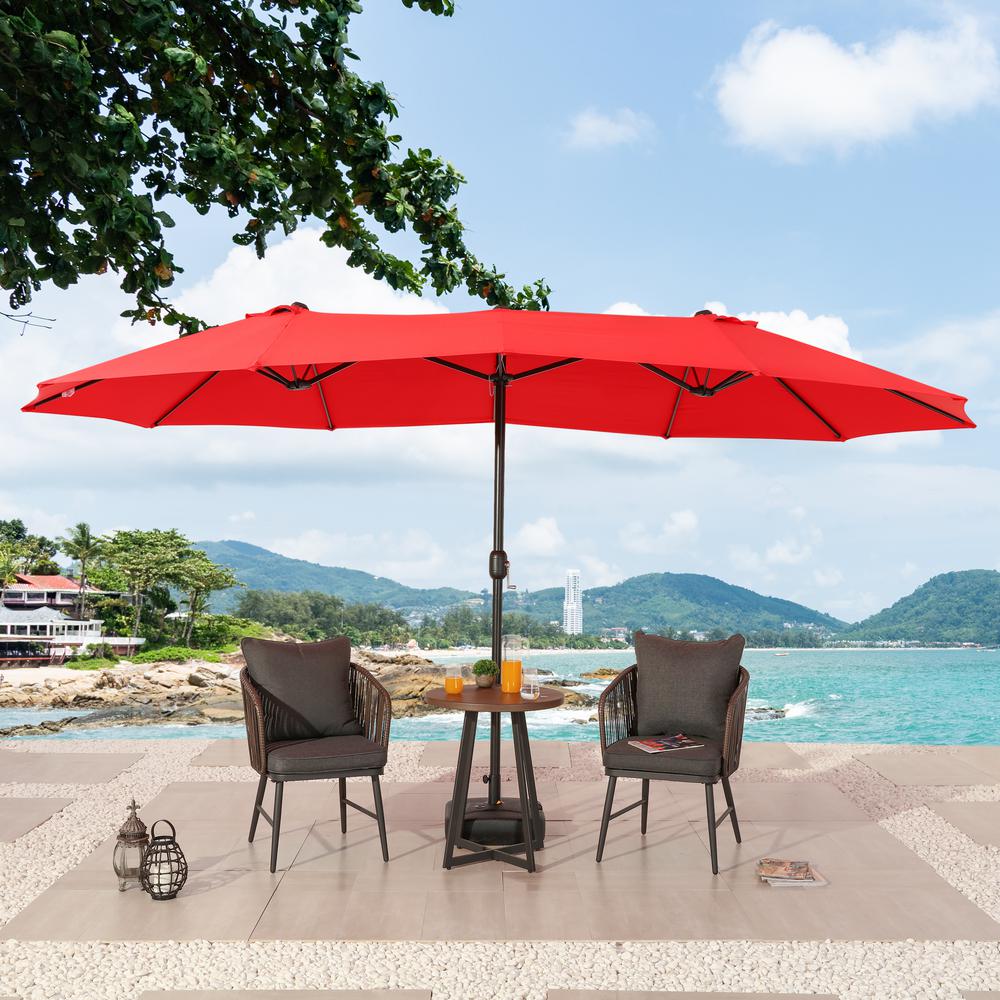 Red 15 Ft Patio Umbrellas Patio Furniture The Home Depot