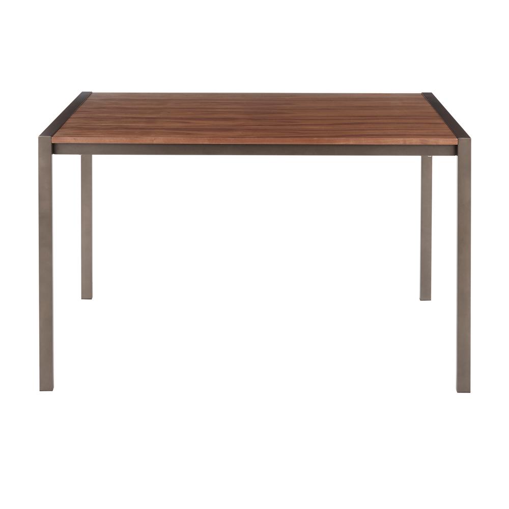 Lumisource Fuji Antique Metal Industrial Dining Table With Walnut